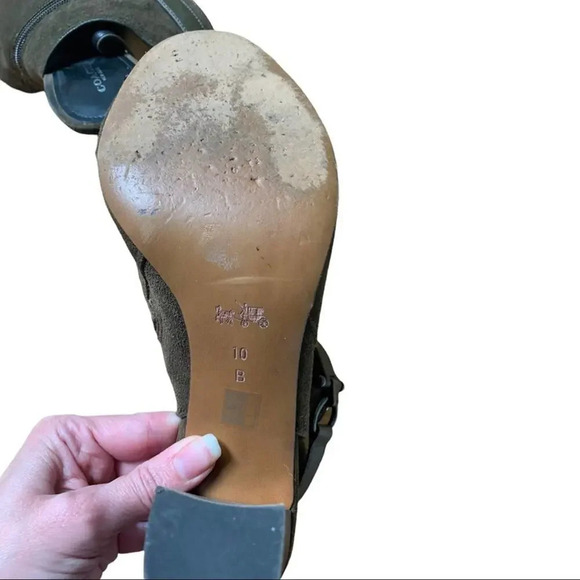 Coach open toe heel lafayette olive green size 10 - Picture 6 of 7